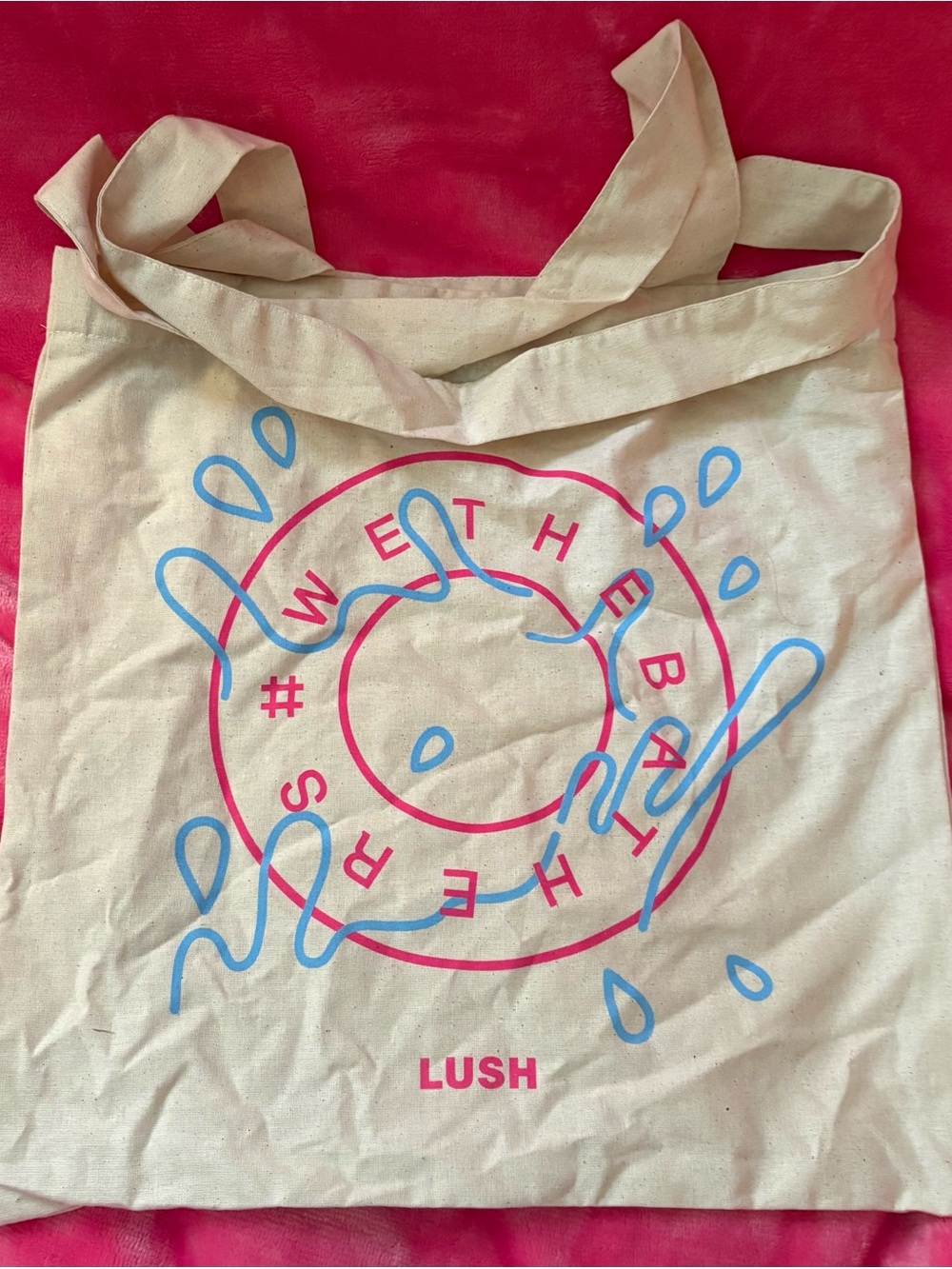 Lush Pink and Blue Graphic Canvas Tote